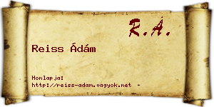 Reiss Ádám névjegykártya